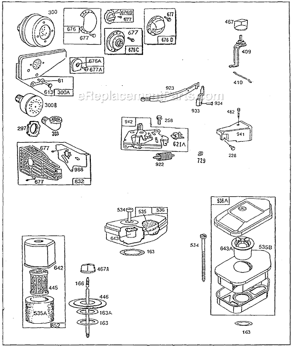 Page C Diagram and Parts List for 92500SERIES  Briggs and Stratton Engine